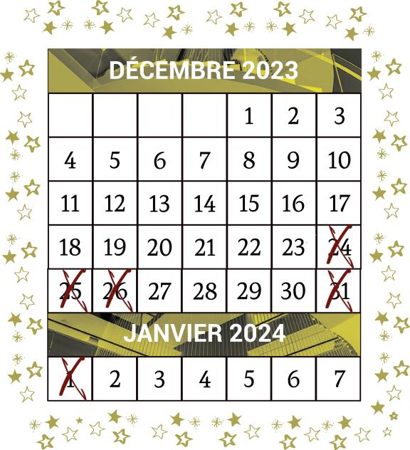 Horaires fin d'année 