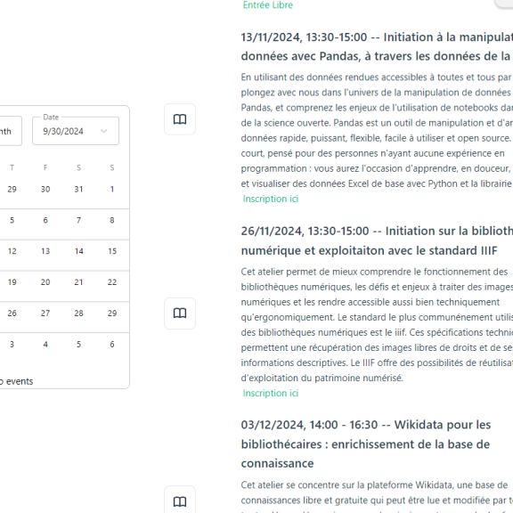 Extrait du calendrier des formations 
