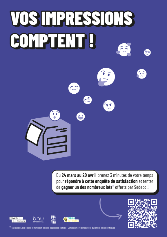 Visuel de l'enquête de satisfaction Sedeco, une imprimante avec des smiley
