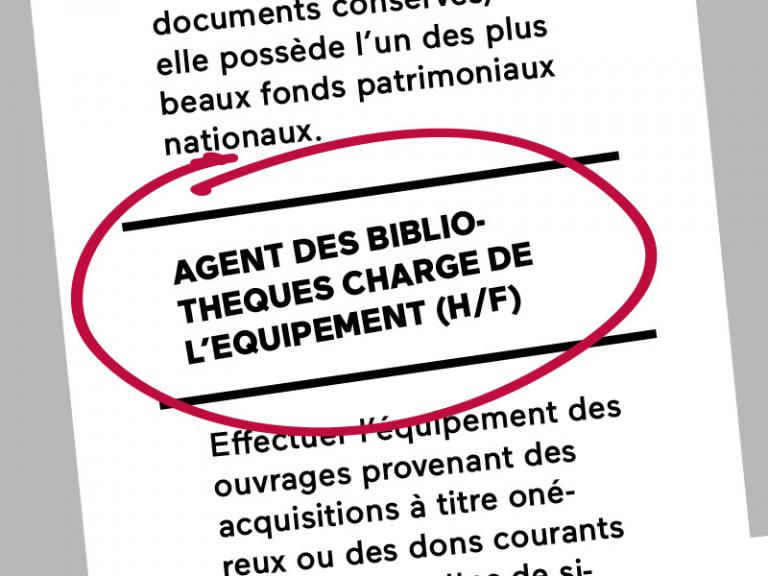 Offre d’emploi Agent des bibliothèques chargé de l’équipement (CDD) 