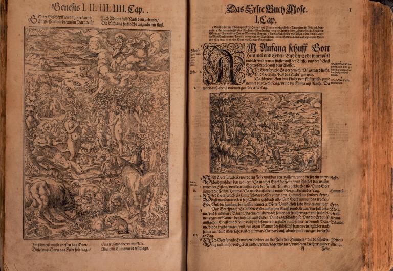 Image de de la Bible allemande illustrée, page de titre, 1596