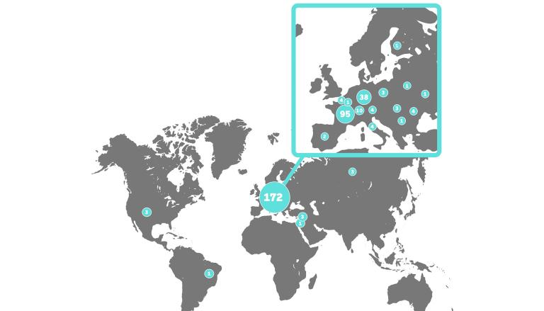 Infographie de décoration pour montrer l'empan de la couverture internationale de la bnu 